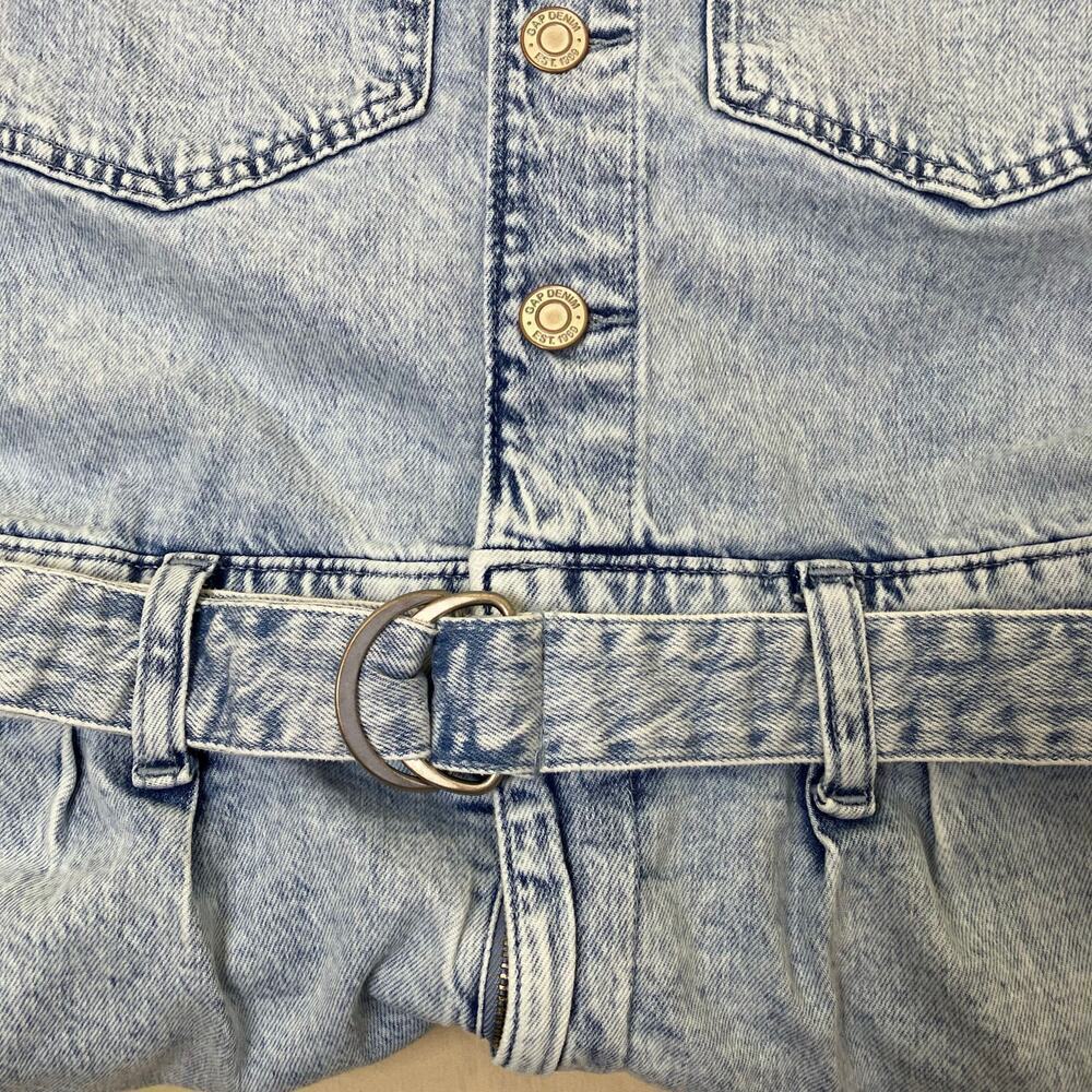 GAP Sz 4 Long Sleeve Belted Denim Jumpsuit Light Wash Indigo 90s Retro Utility - Picture 8 of 16